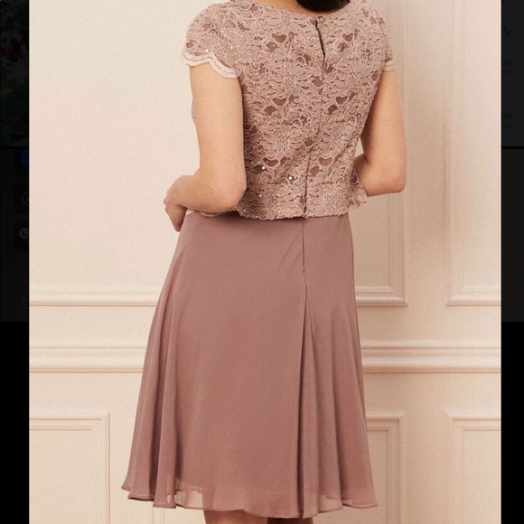 LAURA Lace & Chiffon Pink Cocktail Dress-Petites 8 - Picture 5 of 7